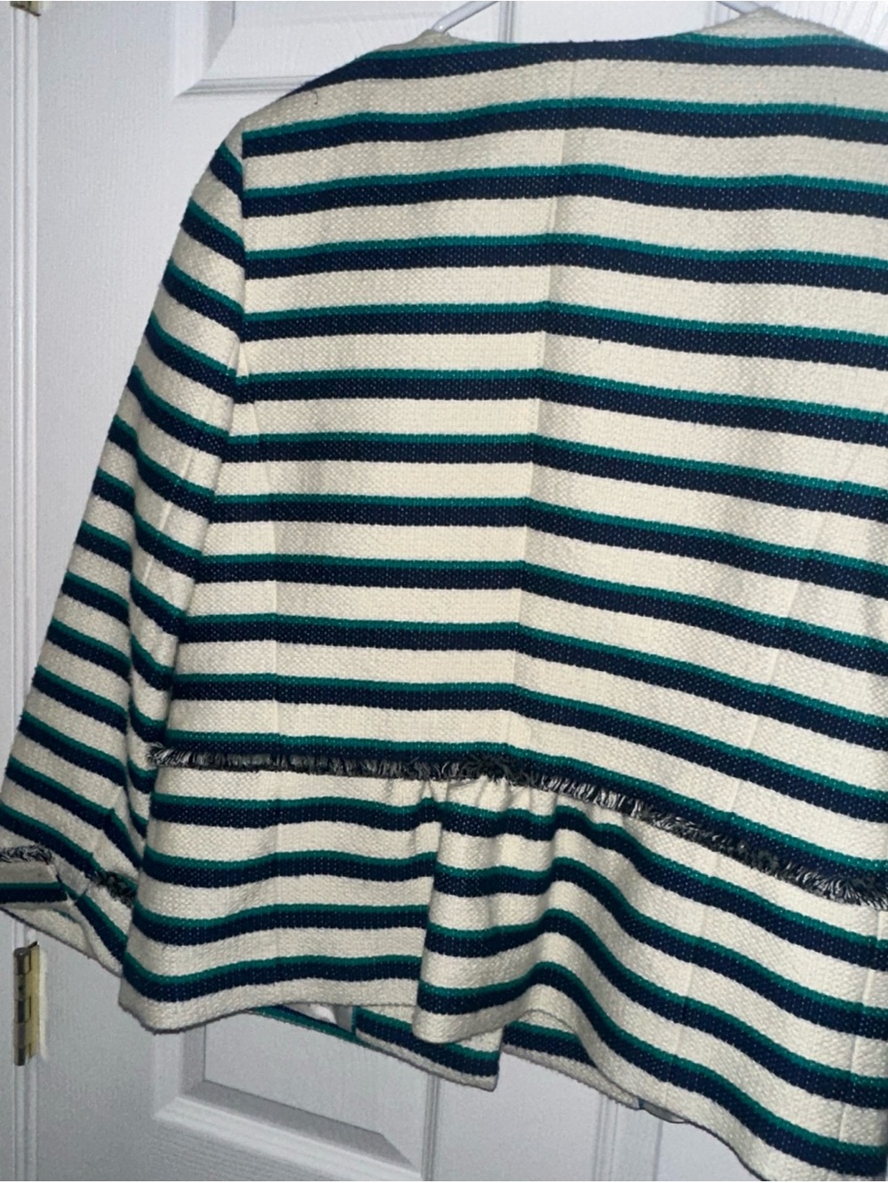 Talbots Navy, Teal & Cream Striped Boxy Cardigan size 4 - Picture 6 of 7